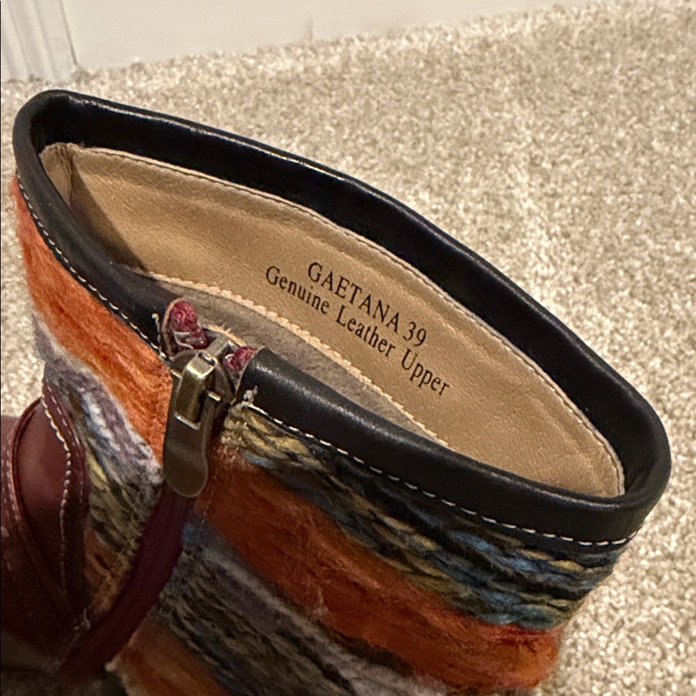 L’Artiste Tapestry Leather Boots Sz 39 - Picture 8 of 9